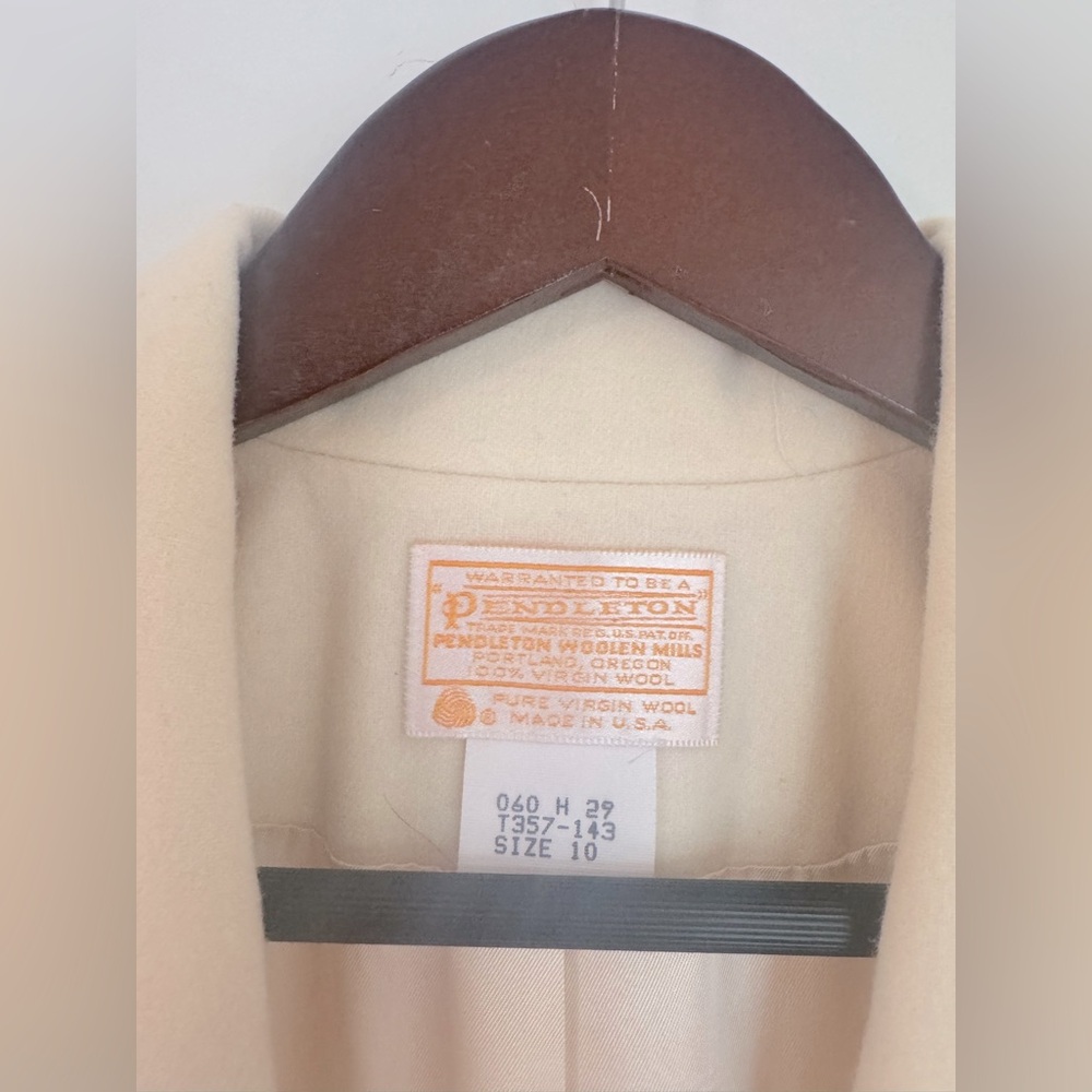 Vintage Pendleton Cream Wool Blazer Women Size 10 Winter Formal Holiday Festive - Picture 2 of 3